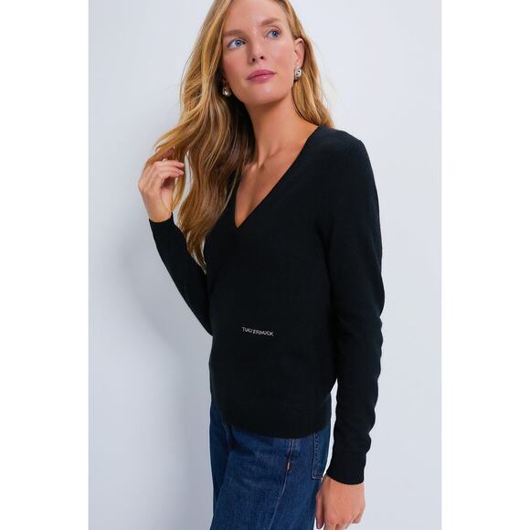 TUCKERNUCK Black Cashmere V-Neck Sweater Size XS NWT Retail $178 Tuckernuck - Picture 5 of 7